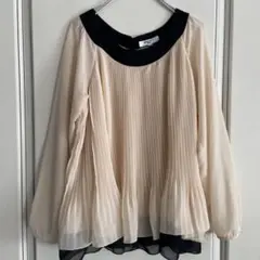 NATURAL BEAUTY BASIC ￼ プリーツ長袖 シアーブラウス