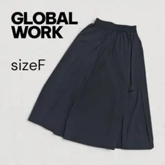 GLOBAL WORK F ロングフレアスカート 黒 ウエストゴムのサムネイル