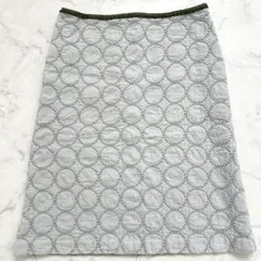 美品✨️ミナペルホネン タンバリン 刺繍 フレアスカート リネン混 M グレーのサムネイル