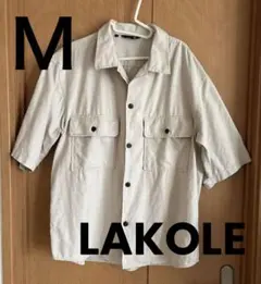 値下げ【美品】LAKOLE ベージュ 半袖シャツ M リネン混のサムネイル