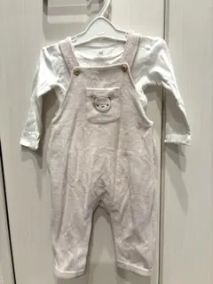 【美品】H&M ベビー コーデュロイ オーバーオール ロンパース セットベージュ