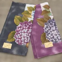 大判　紫陽花柄ハンカチ 2枚セット