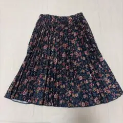 アーバンリサーチ ドアーズ　アコーディオンプリーツスカート　花柄　ネイビー120