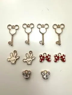 アクセサリー パーツ ハンド　リボン　鍵　ビジュー 10点セット