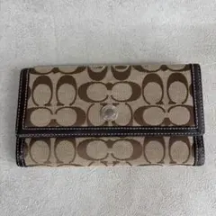 コーチ　coach シグネチャー　長財布　キャンバス