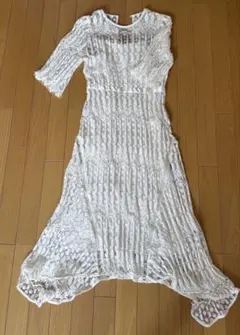 美品✨FRAY I.Dホワイトレースロングワンピース、ペチコート付き