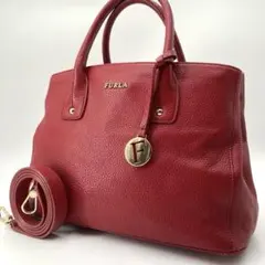 極美品✨FURLA フルラ リンダM 2way トートバッグ レザー A4可 赤