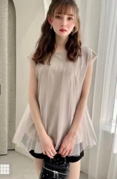 チュールフレンチスリーブトップス[dh1266]