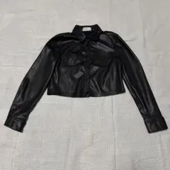Bershka ブラック クロップドレザージャケット