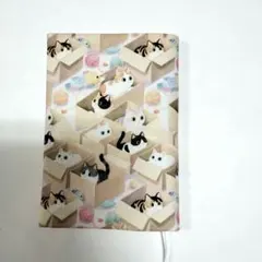 1586.ダンボール猫！文庫本サイズブックカバー(ハンドメイド)
