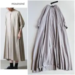 新品 mizuiroind ミズイロインド ⿻ フレアシャツワンピース 春夏 綿