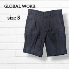 グローバルワーク 綿麻ストレッチ ハーフパンツ ショート ネイビー HT60