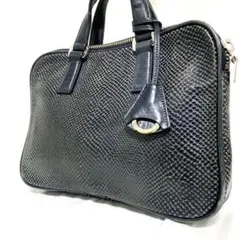 良品✨ アニアリ　スケイルレザー　ミニブリーフケース　ビジネスバッグ　ネイビー