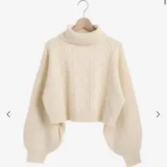 MAJESTIC LEGON ショートタートルニット アイボリー