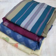 3196 単衣着物まとめ売り4着！リメイク•お稽古用など☆