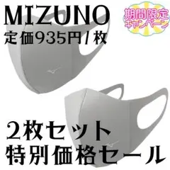 ミズノ マスク 2枚セット Lサイズ 新品未使用【シルバーグレー】 マウスカバーのサムネイル