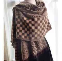 大判ストール秋冬防寒マフラー ふわふわマフラー マフラー ブラウン