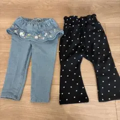mamaraku ママラク⭐︎デニム　Cottoli コトリ⭐︎フレアパンツ　90