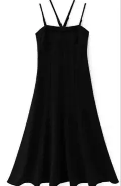 【GRL】ダブルストラップフレアキャミワンピース　黒