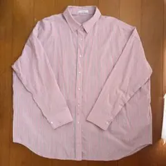 ジーナシス　マルチストライプ2wayスリーブシャツ　ピンク