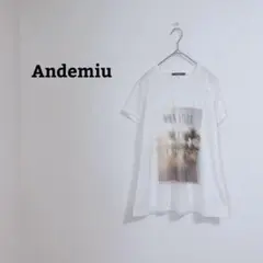 アンデミュウ　Tシャツ　カットソー　ドッキング　チュール　プリント　薄手のサムネイル