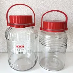 昭和レトロ ガラス製保存びん 2個セット 5L 4L果実酒 梅酒 梅仕事 日本製のサムネイル