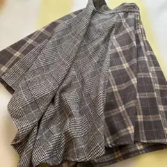 ウール混紡 チェック柄 フレアスカート