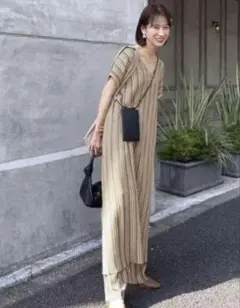 CLANE ランダムストライプニットワンピース