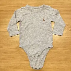 【美品】babyGAP 長袖ロンパース 70 ライトグレー くま