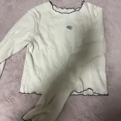 W closet リブ素材 ホワイト長袖Tシャツ