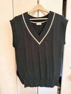 IÉNA ダークグリーン Vネック ニットベスト
