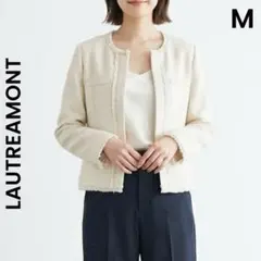【LAUTREAMONT】ロートレアモン M ツイード ノーカラージャケット Mのサムネイル