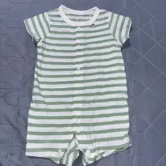 緑と白のストライプ ロンパース 60~70サイズ 西松屋