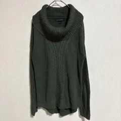 BANANA REPUBLIC タートルネックニット S カーキ ケーブル編み