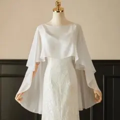 ホワイト　社交ダンス シフォン　ロングケープ　白　ドレス羽織　ショール