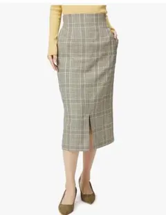 エヌナチュラルビューティーベーシック*] スカート チェックタイトスカート