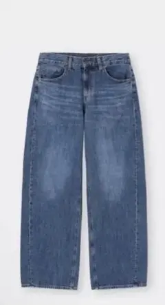 ストレートデニム ハイウエスト ブルーＬサイズ