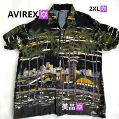 AVIREX アロハシャツメンズ 2XL ブラック 総柄美品のサムネイル