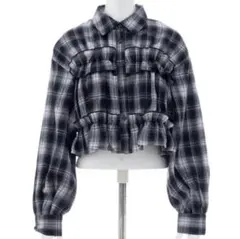 INGNI フリルチェック柄ショートシャツ M