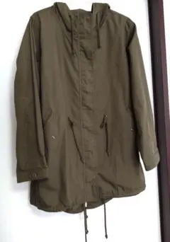 カーキグリーン フード付きモッズコート L