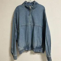 ZARA ハーフジップ デニムジャケット XLサイズのサムネイル