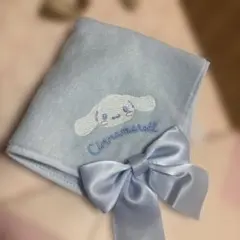 シナモロール ハンカチ 水色 リボン付き　メゾンドフルーフ