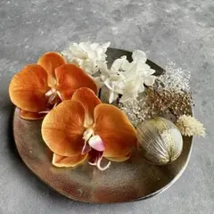 オレンジ胡蝶蘭　髪飾り　和装　成人式　ウェディング