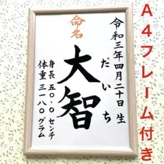 手書きオーダー命名紙　命名書　代筆　出産祝い　記念品　フレーム付き　匿名配送