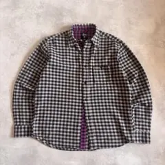 00s~ STUSSY カラー切替 ブロックチェック ロゴ コットンネルシャツ