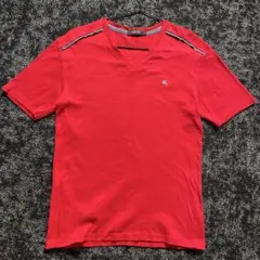 バーバリー ブラックレーベル メンズ VネックTシャツ 半袖 赤