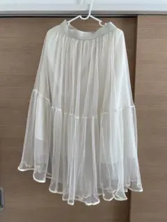 ホワイト シフォン フレアスカート