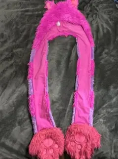 猫耳と肉球付きふわふわスカーフ帽子 チェシャ猫