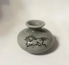 相馬焼 竹鳳 花瓶 一輪挿し ミニ 小 陶芸 馬 小壺 花器 相馬竹鳳
