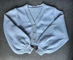 GRL ニットカーディガン ブルー フリーサイズ ビジューボタン